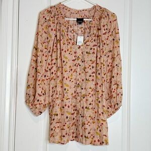 Wallpapher Mushroom Print Rayon Blouse Womens size XXL 2X NWT Mushroomcore